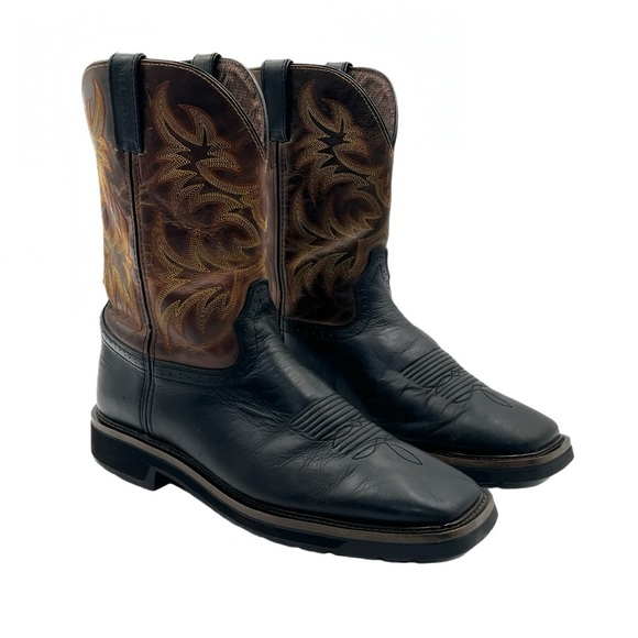 Justin Driller Work Boots Western Cowboy Boot Leather Square Toe Men’s 11.5 Wide